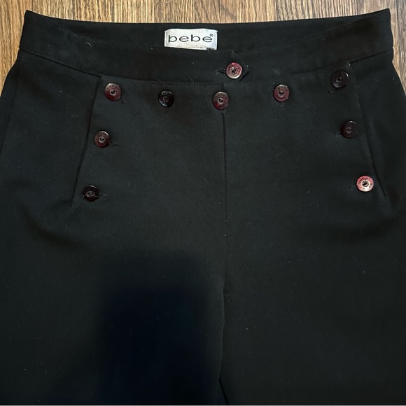 BEBE Vintage Bib Button Front Trouser Pants Size 4 Black 90’s Y2K Grunge - Picture 4 of 15